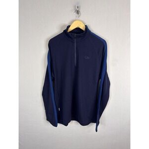 Icebreaker Merino Wool Quarter Zip Pullover Men XL  Blue Thumbhole Base Layer